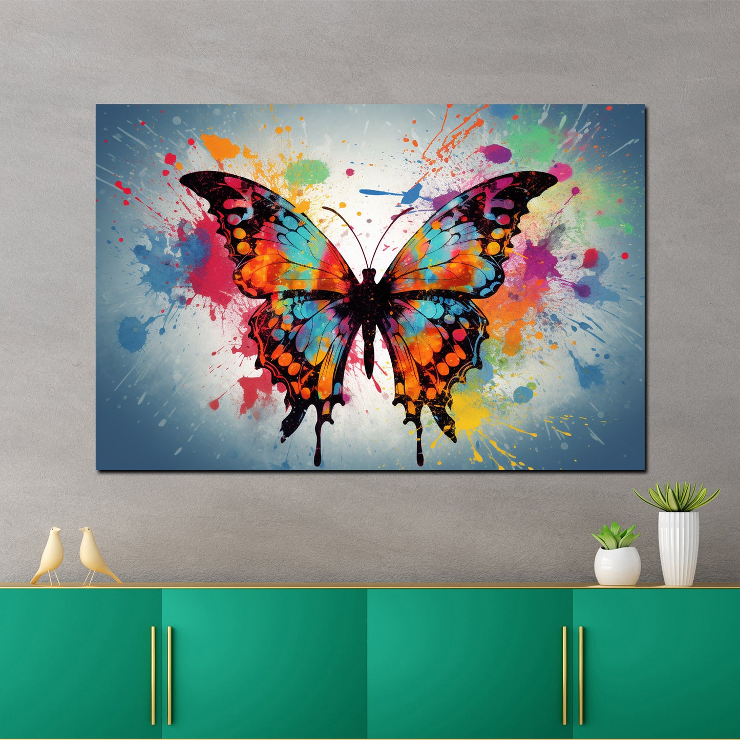 Wandbild Kunstwerk Pop Art Schmetterling Colour Splash