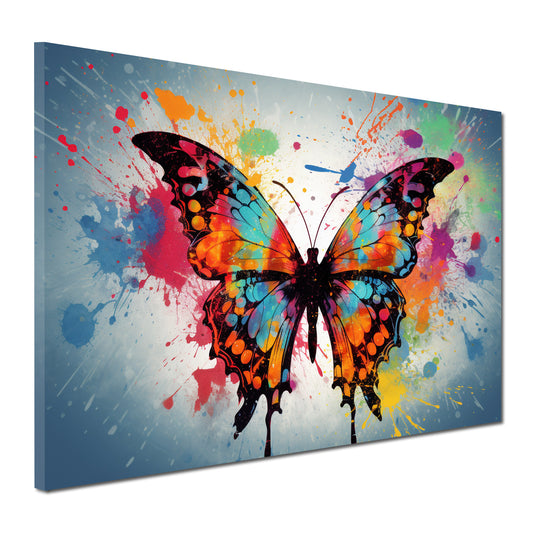 Wandbild Kunstwerk Pop Art Schmetterling Colour Splash