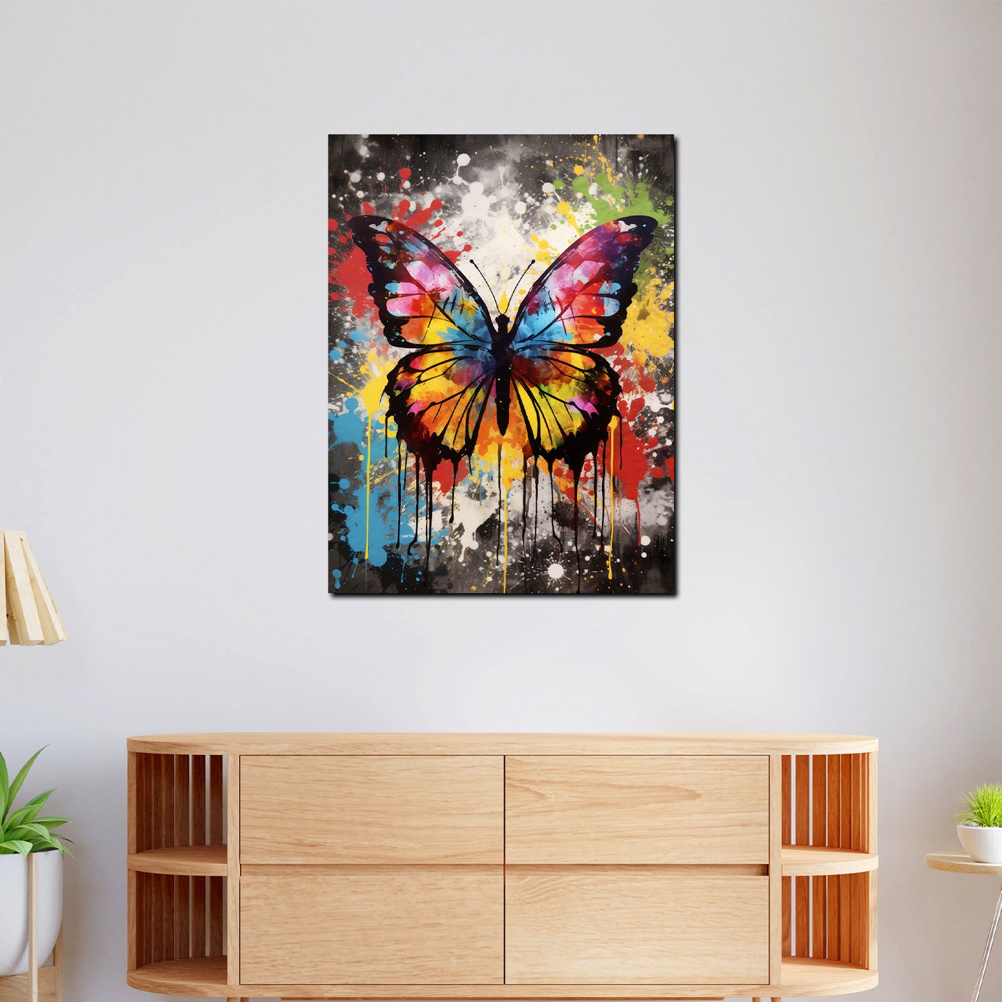 Wandbild Kunstwerk Pop Art Schmetterling Splash