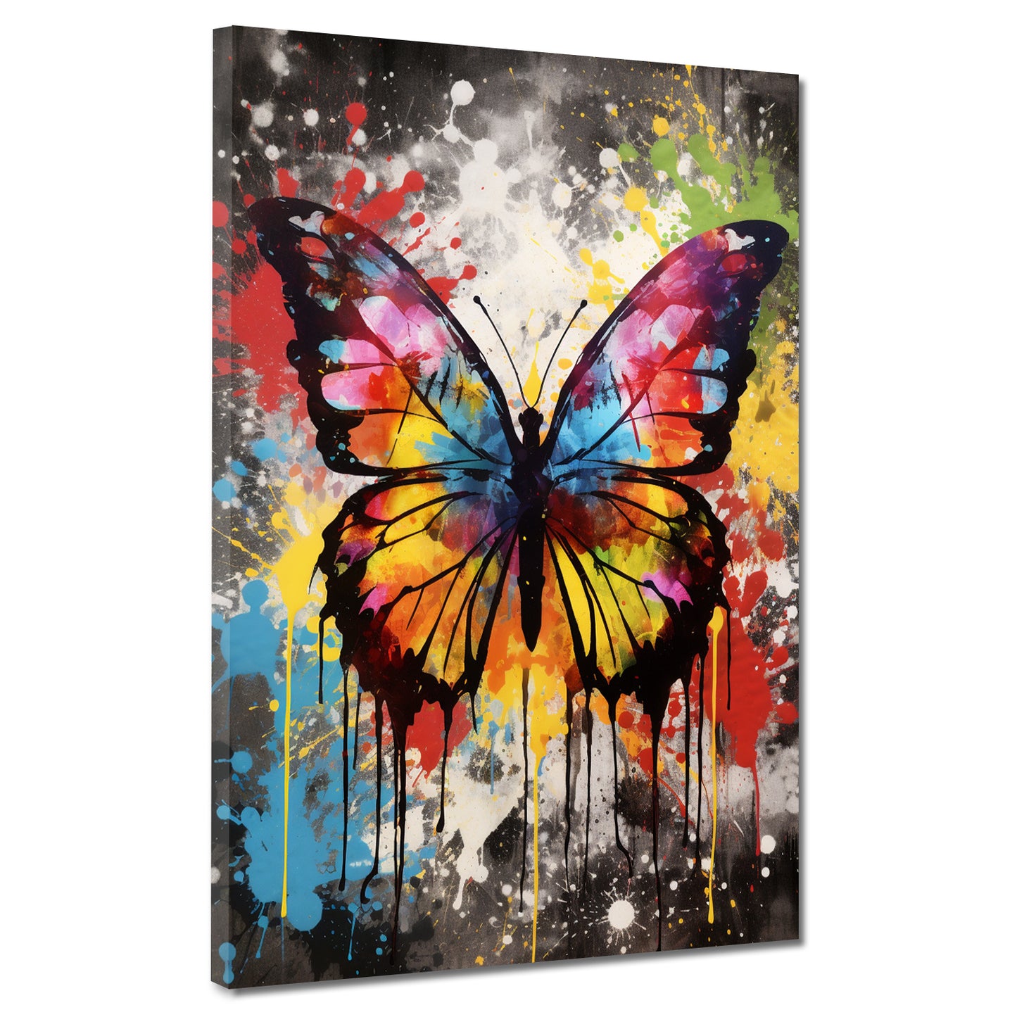 Wandbild Kunstwerk Pop Art Schmetterling Splash