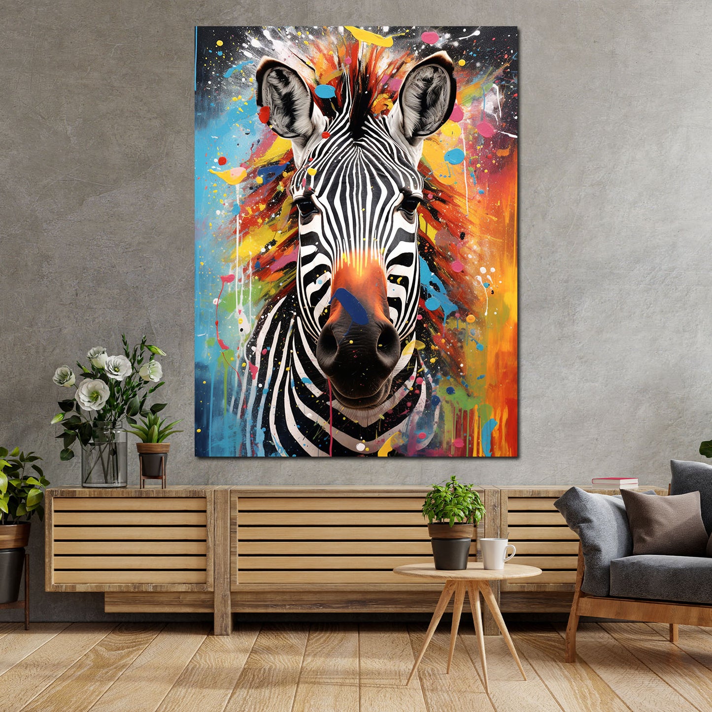 Wandbild Kunstwerk Pop Art Zebra Colour Style