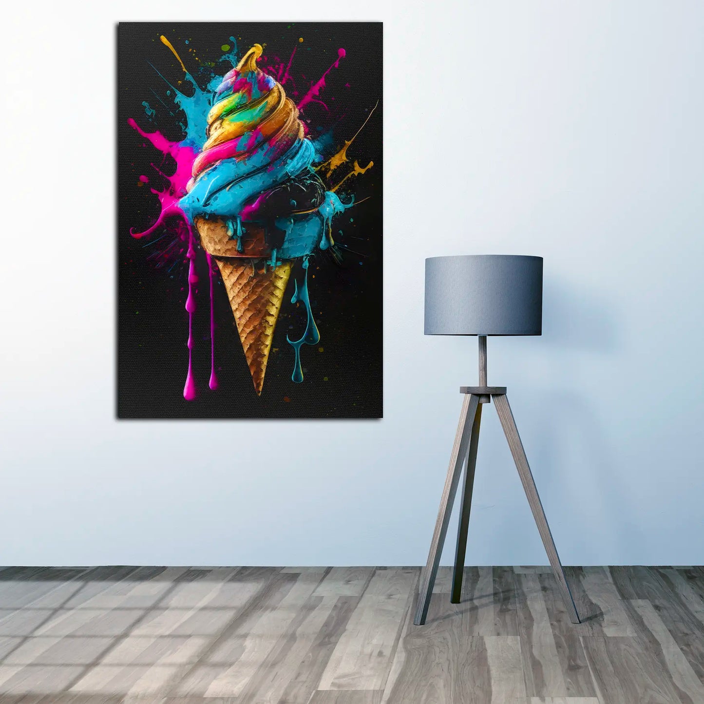 Wandbild Kunstwerk Pop Art abstrakt Eis mit Waffel