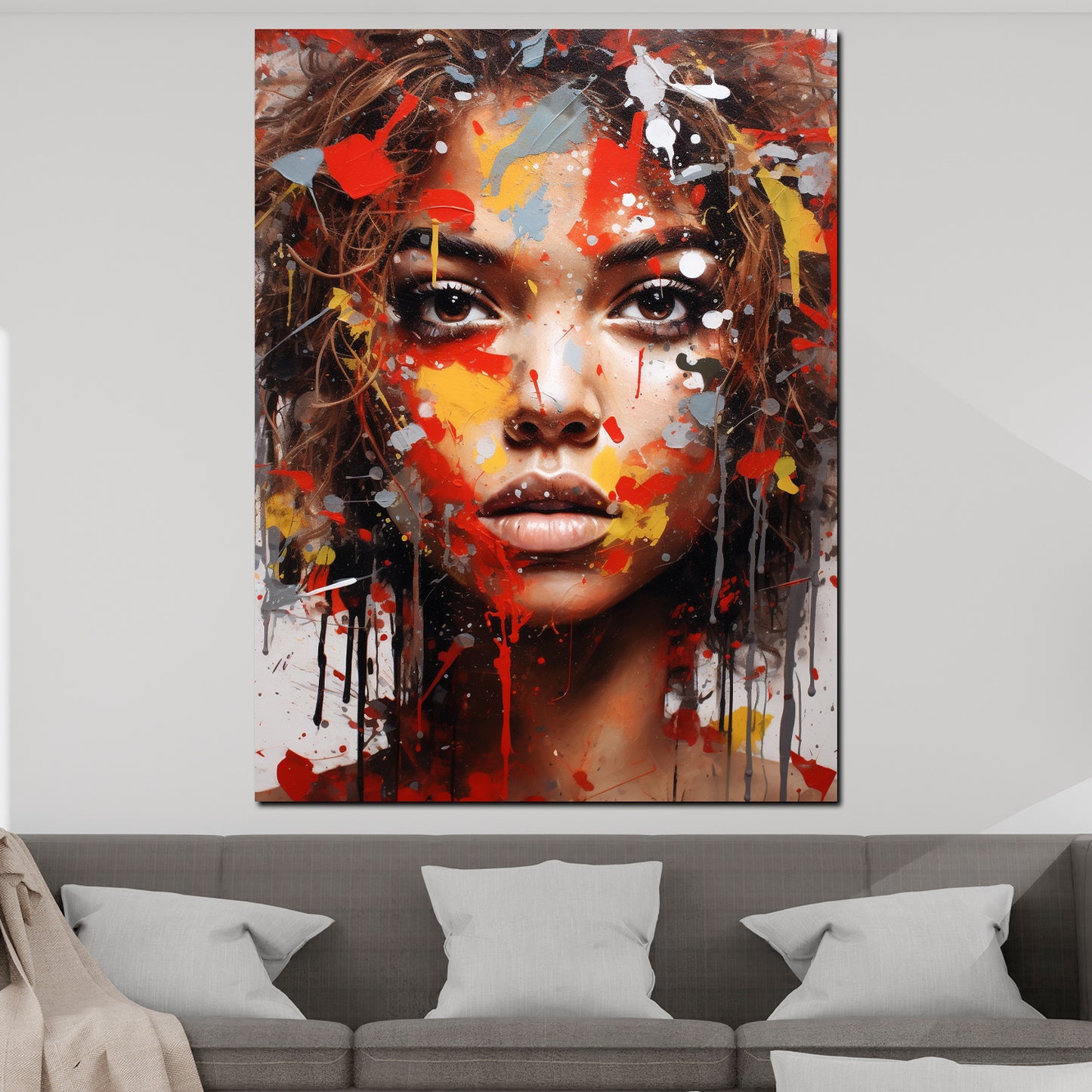 Wandbild Kunstwerk Pop Art afrikanische Frau Colour Splash