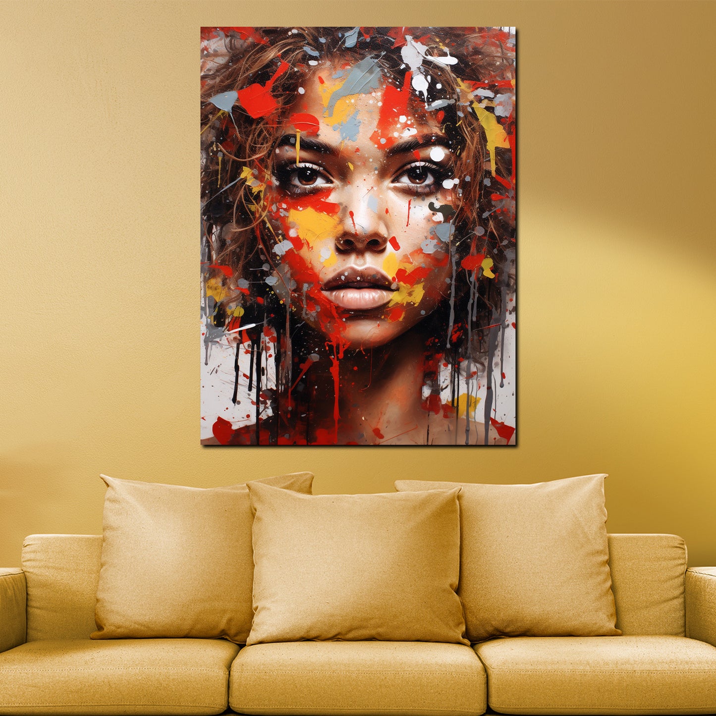 Wandbild Kunstwerk Pop Art afrikanische Frau Colour Splash