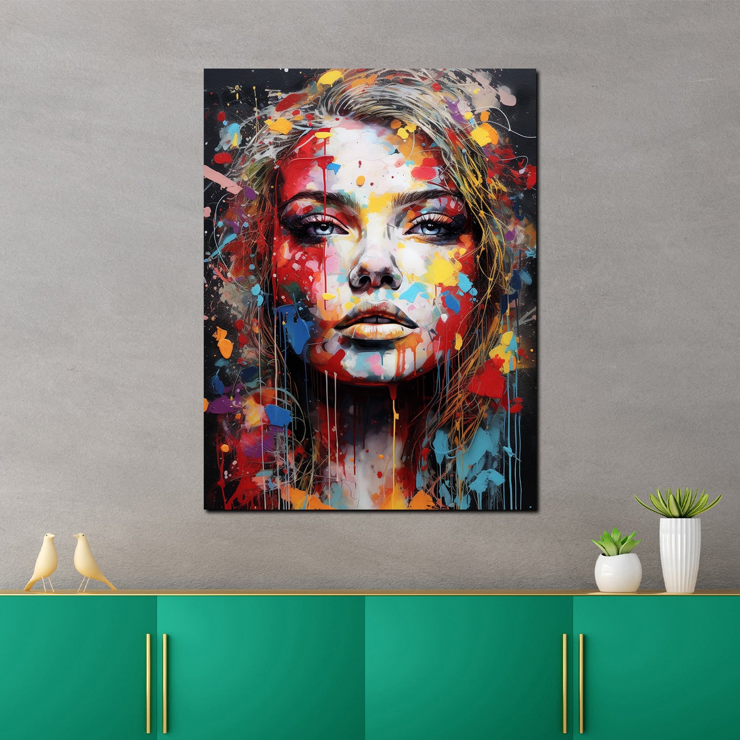 Wandbild Kunstwerk Pop Art modern Splash Girl Colour Style