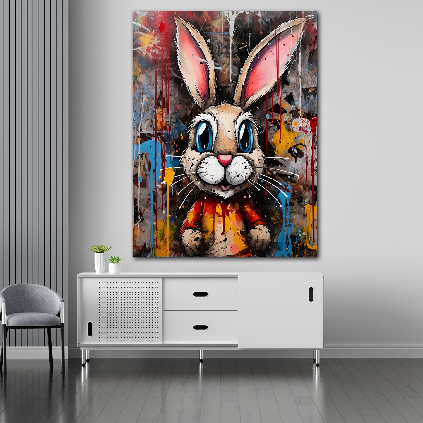 Wandbild Kunstwerk Rabbit Abstract Pop Art Style