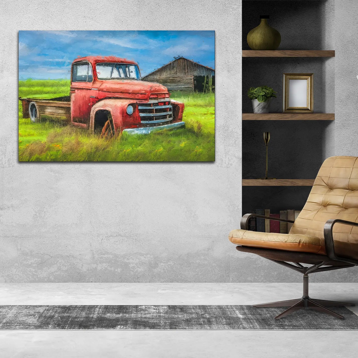 Wandbild Kunstwerk Retro Pickup Truck