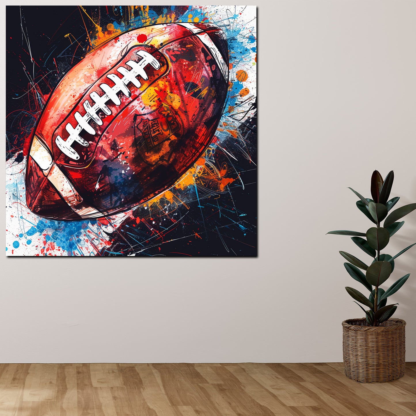 Wandbild Kunstwerk Rugby Ball Football abstrakt