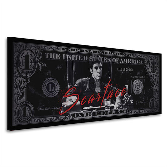 Wandbild Kunstwerk Scarface Dollar Motivation und Geld