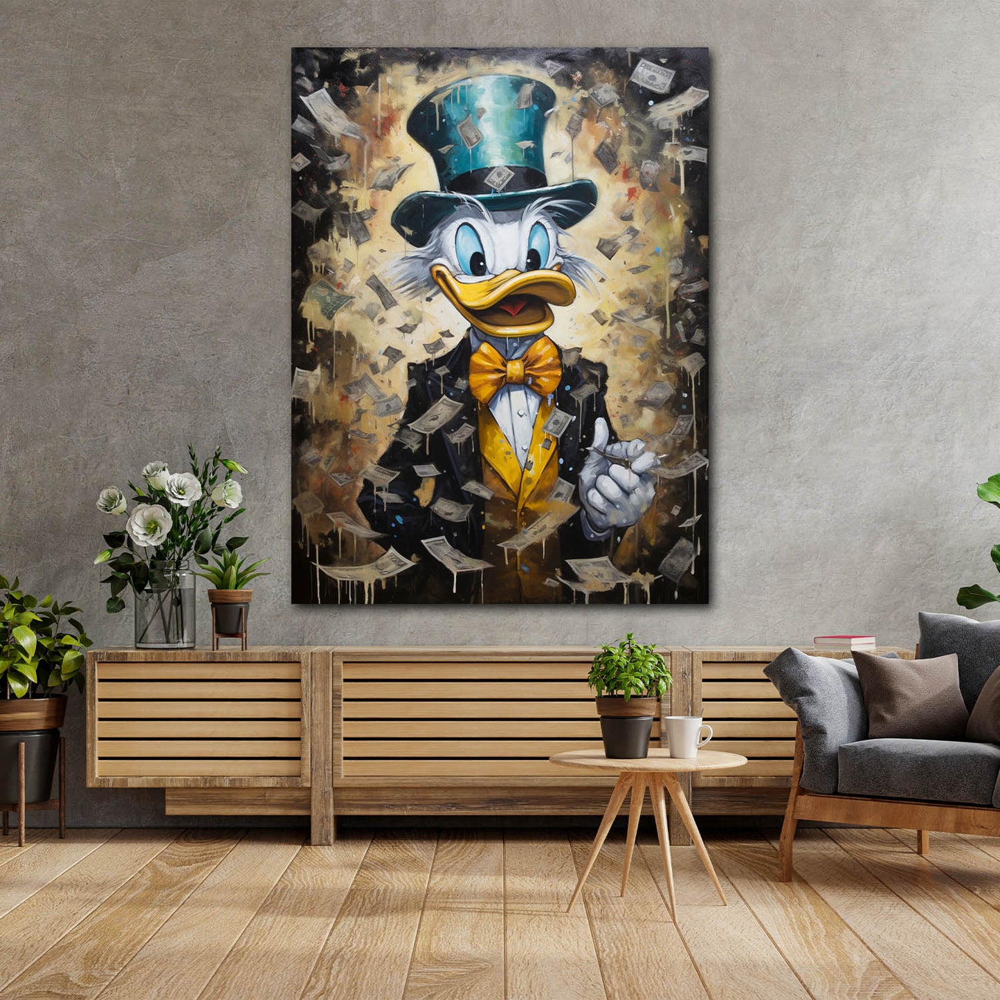 Wandbild Kunstwerk Scrooge Money Rain