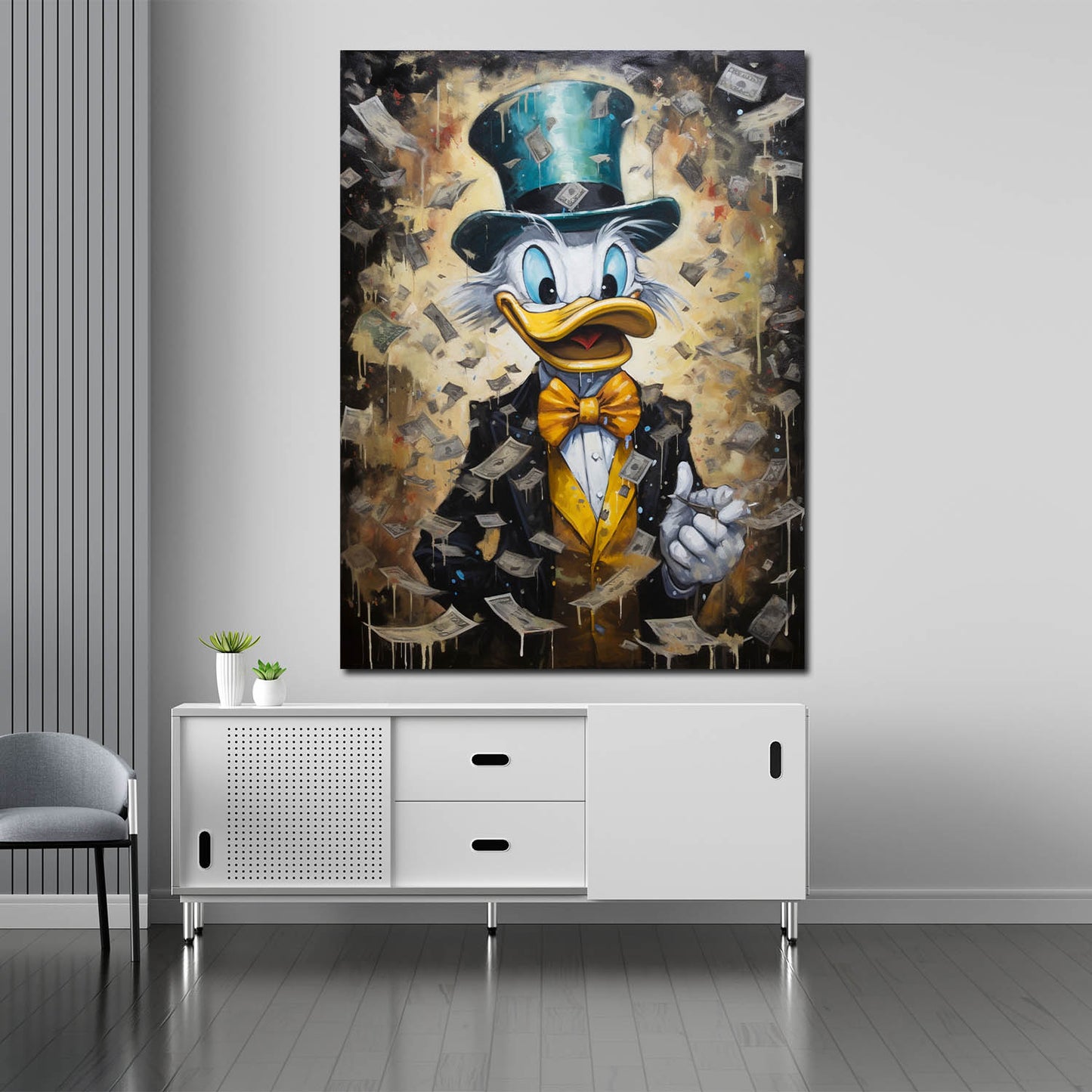 Wandbild Kunstwerk Scrooge Money Rain