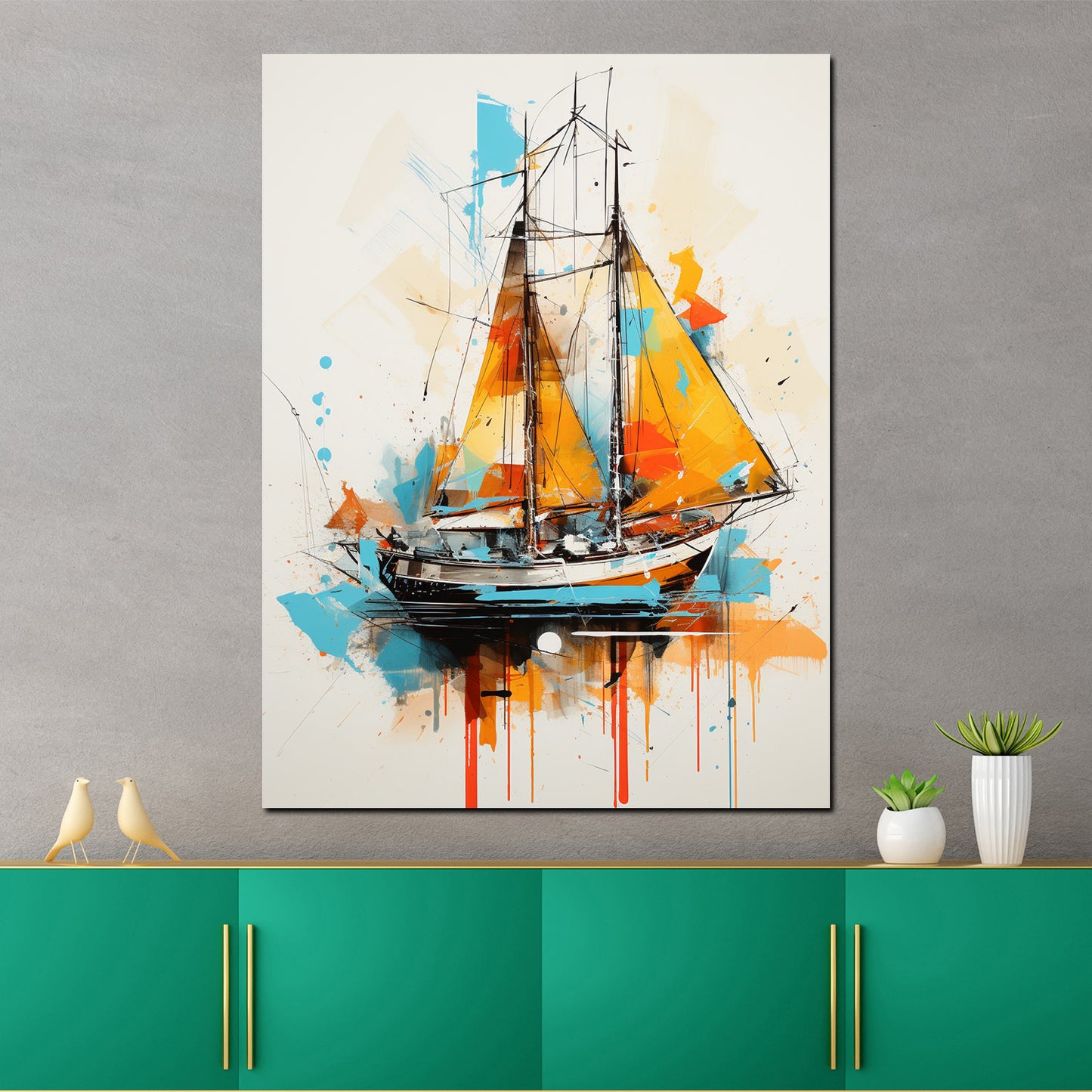 Wandbild Kunstwerk Segelschiff Boot