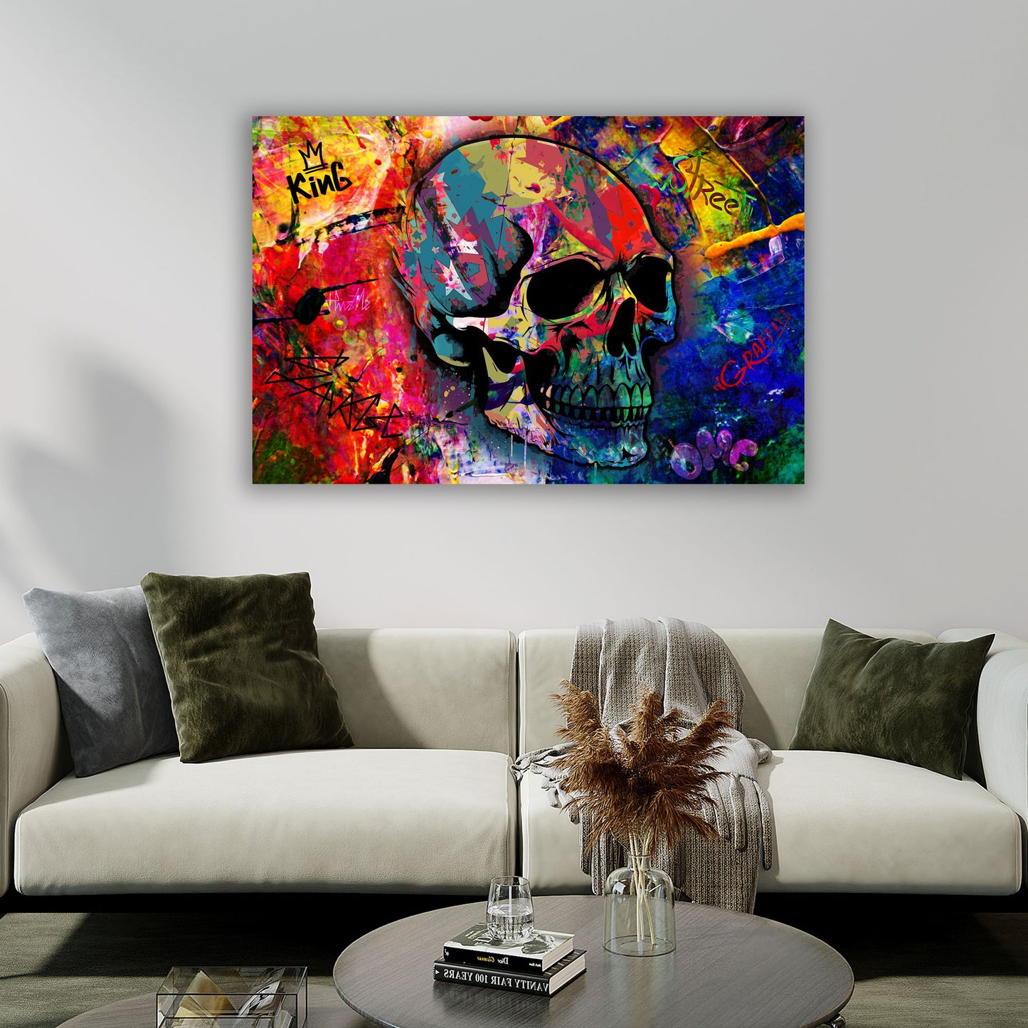 Wandbild Kunstwerk Skull Pop Art Abstract Colour