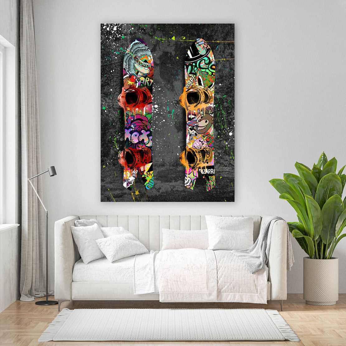 Wandbild Kunstwerk Snowboard Graffiti Style