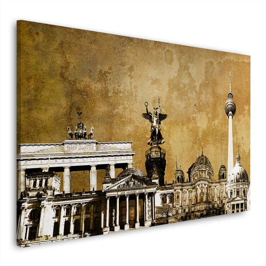 Wandbild Kunstwerk Städte Berlin, Deutschland Gold Style