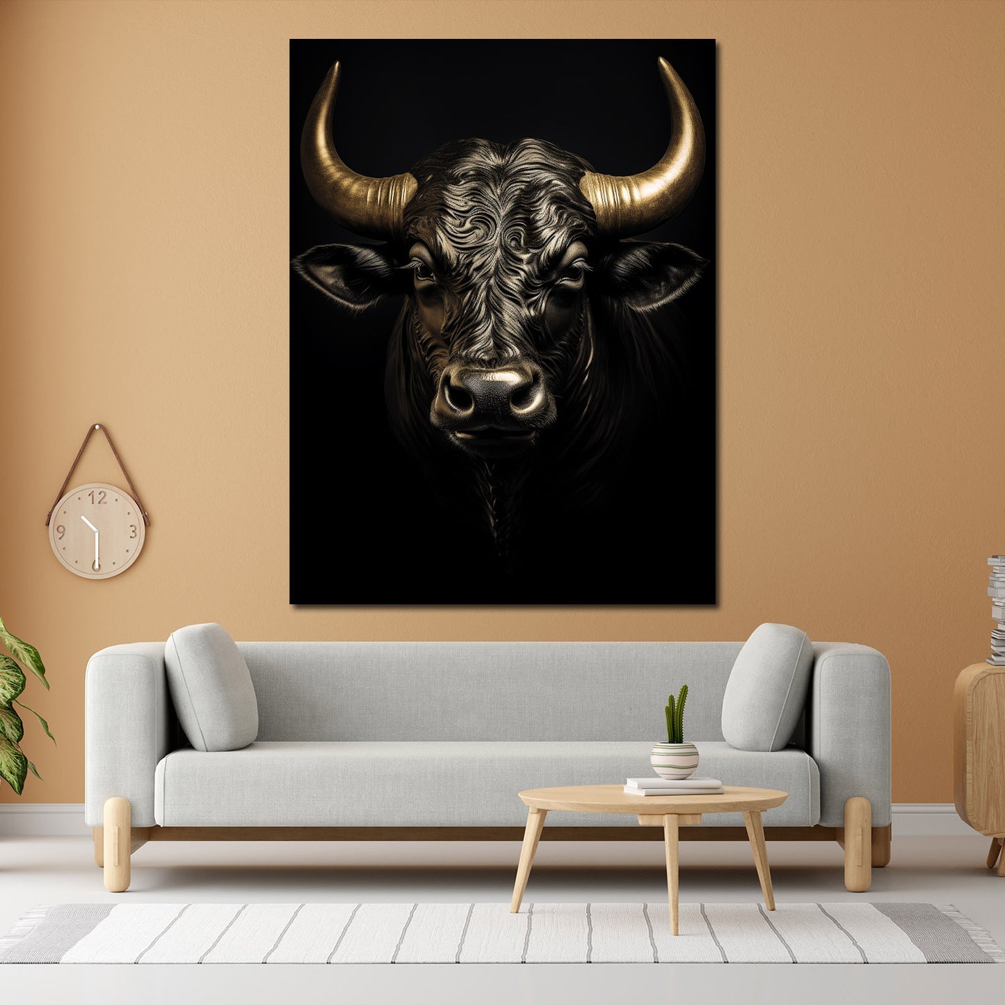 Wandbild Kunstwerk Stier Black Style