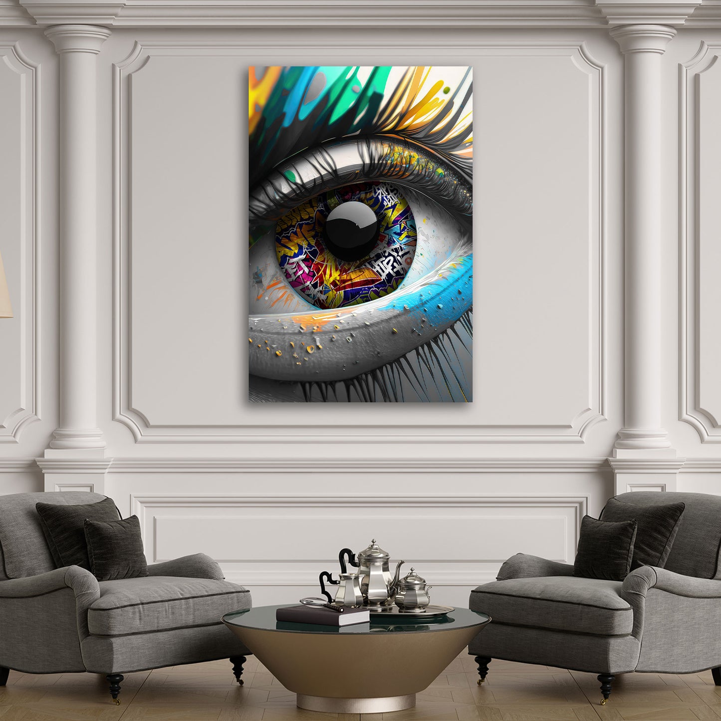 Wandbild Kunstwerk Street Art Auge Graffiti Style