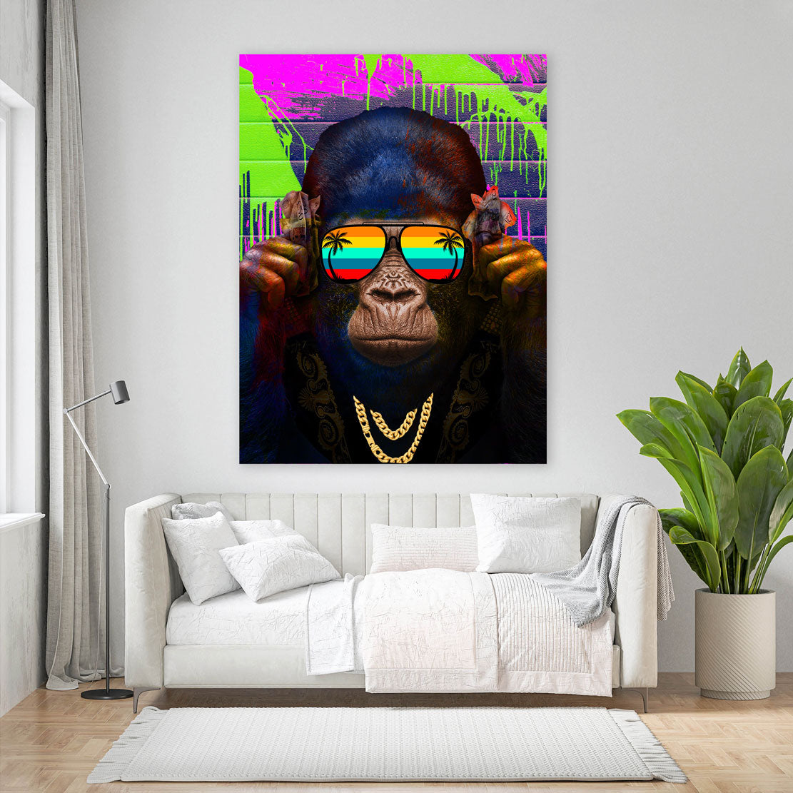 Wandbild Kunstwerk Street Art Gorilla mit Sonnenbrille