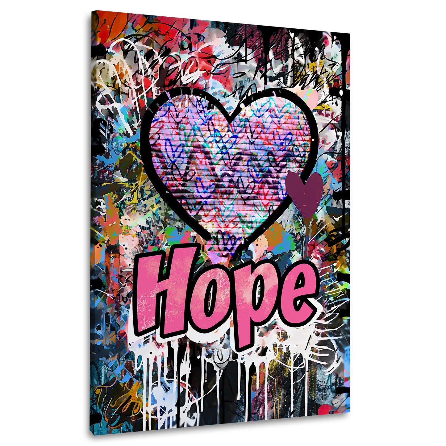 Wandbild Kunstwerk Street Art Herz und Hope Schriftzug