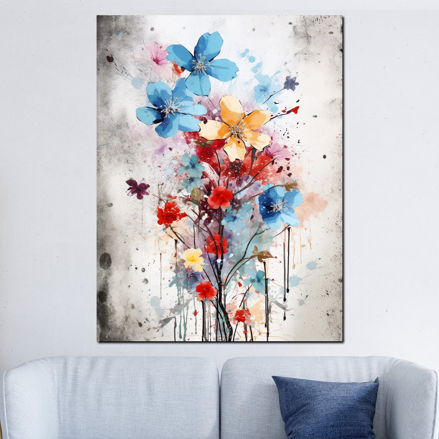 Wandbild Kunstwerk abstrakt bunte Blumen Pop Art