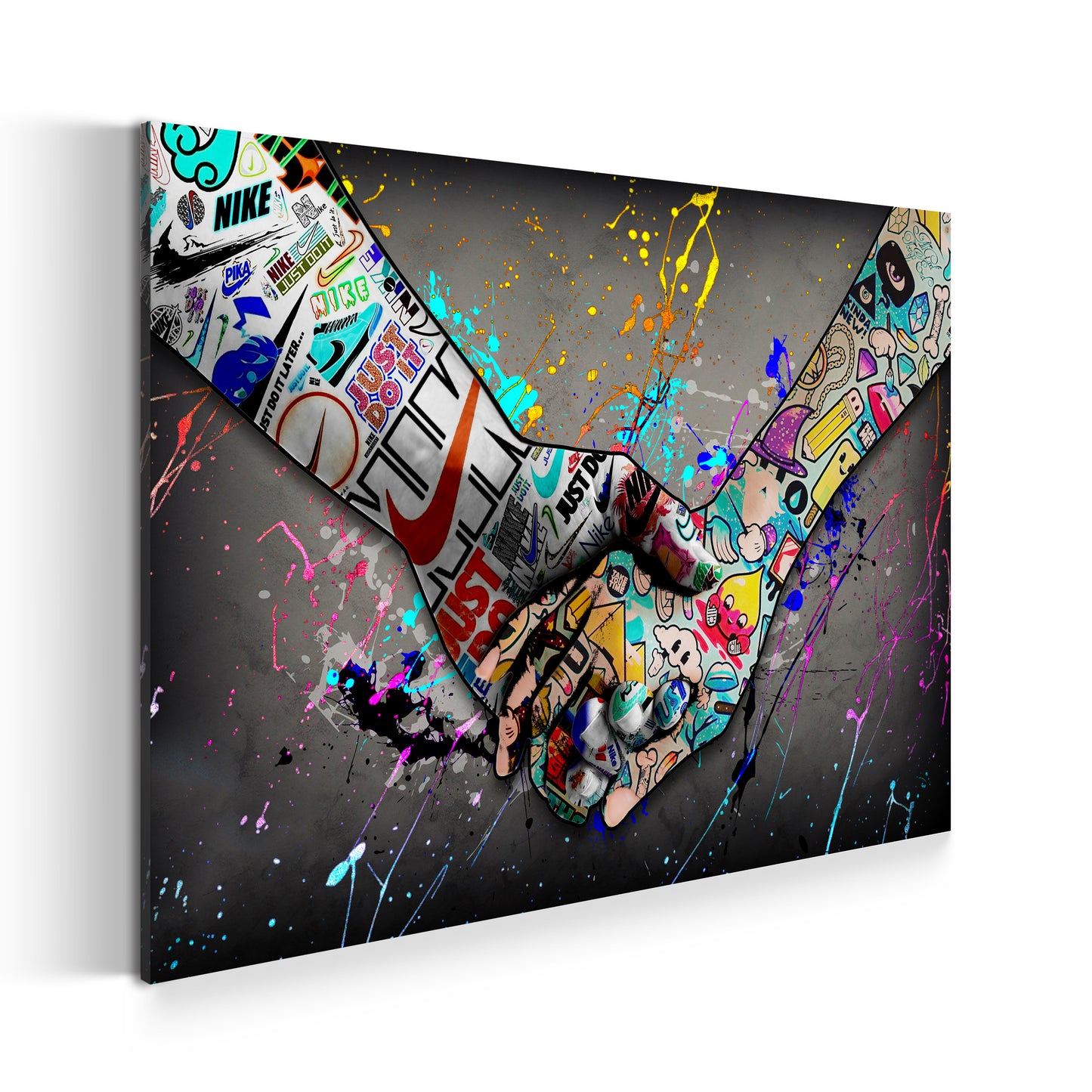 Wandbild Kunstwerk Touch Graffiti Street Art Hände Pop Art Style