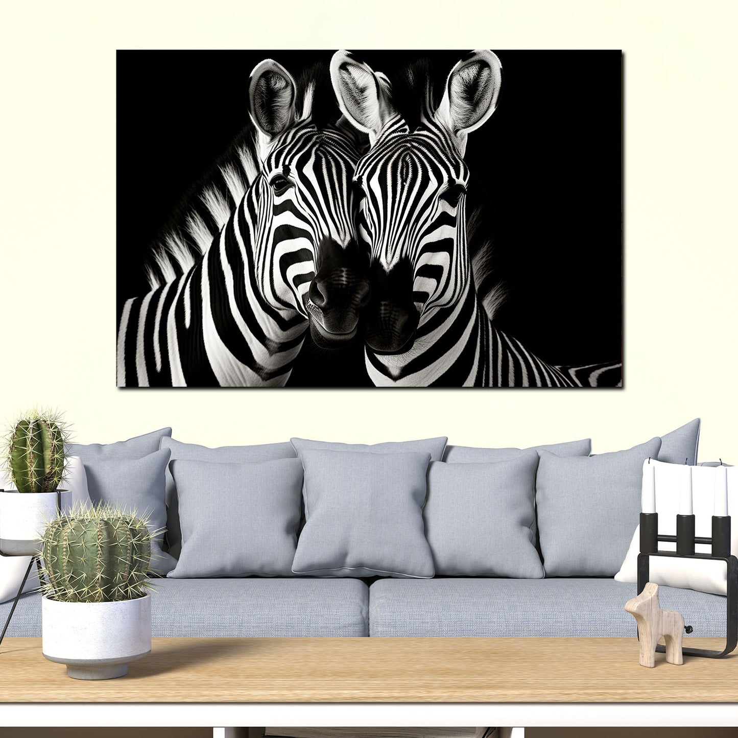 Wandbild Kunstwerk Zebras schwarz weiß