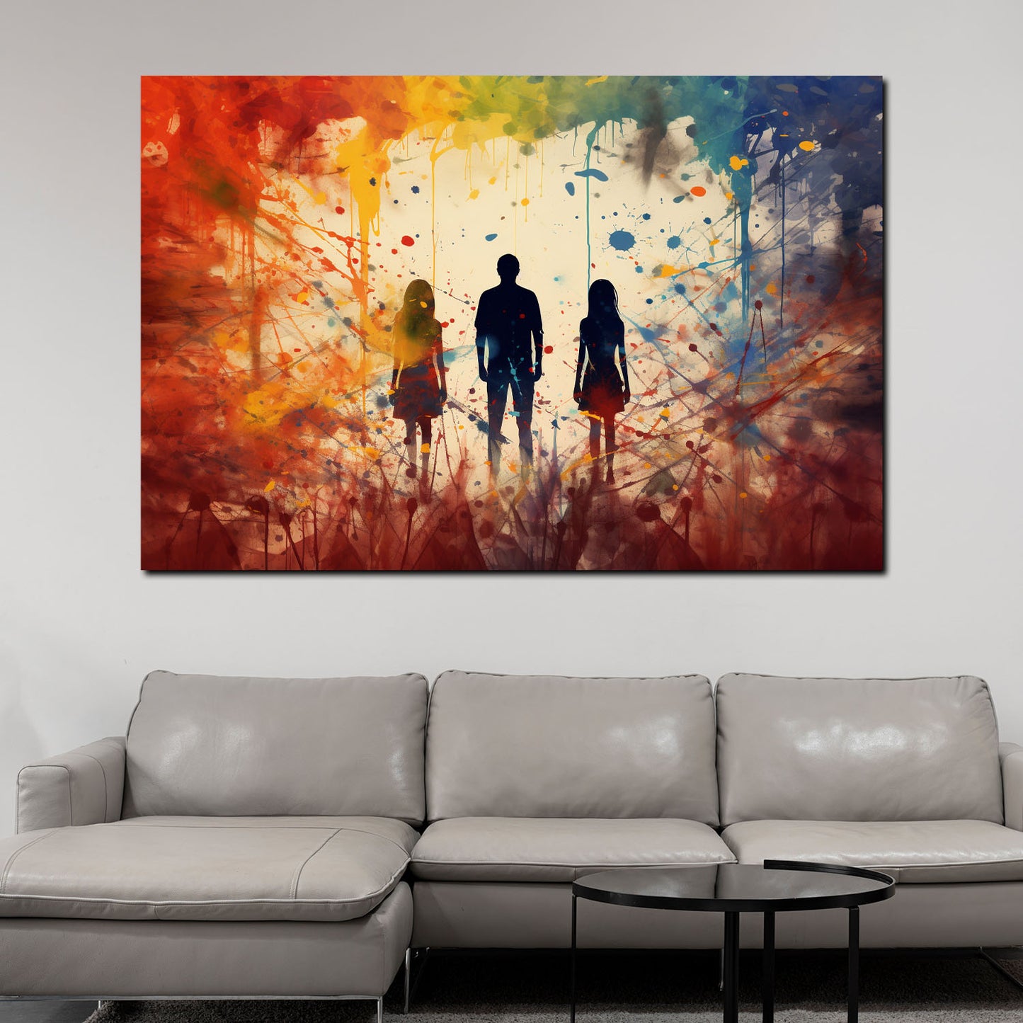 Wandbild Kunstwerk abstrakt 3 Schatten Colour Splatter Style