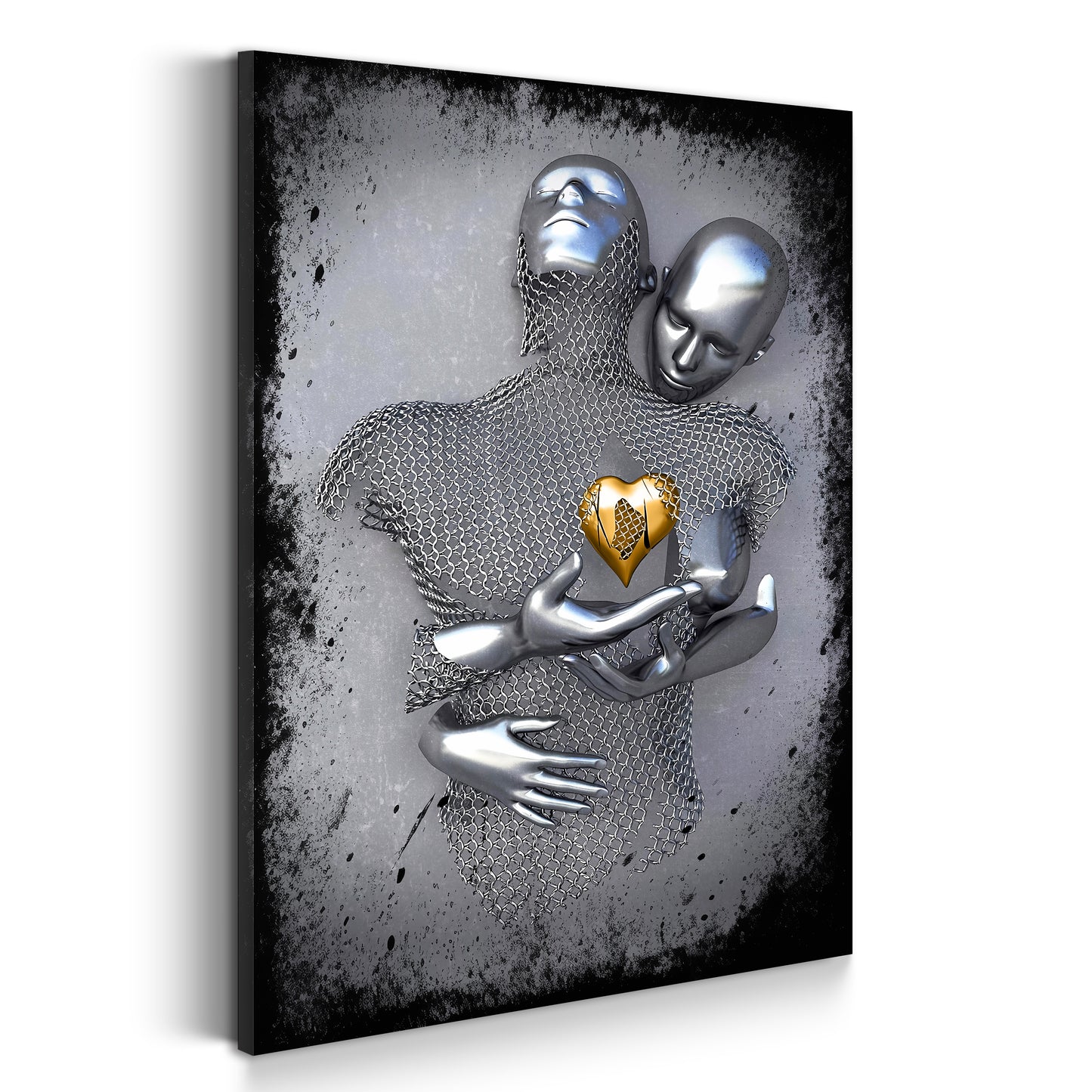 Wandbild Kunstwerk abstrakt Metallfigur Two Lovers Metall Herz Wandkunst