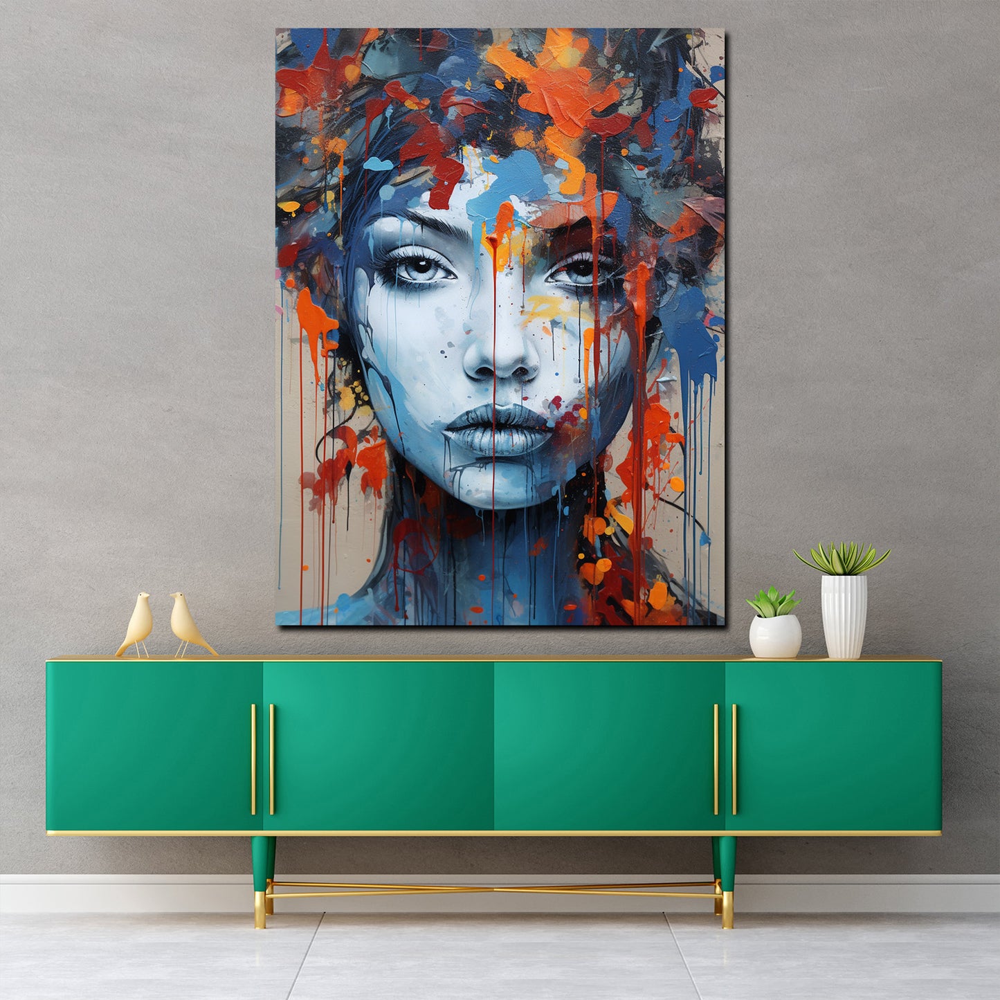 Wandbild Kunstwerk abstrakt Beautiful Face Blue Style