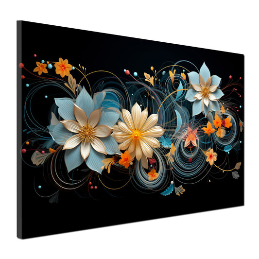 Wandbild Kunstwerk abstrakt Blumen Black Style