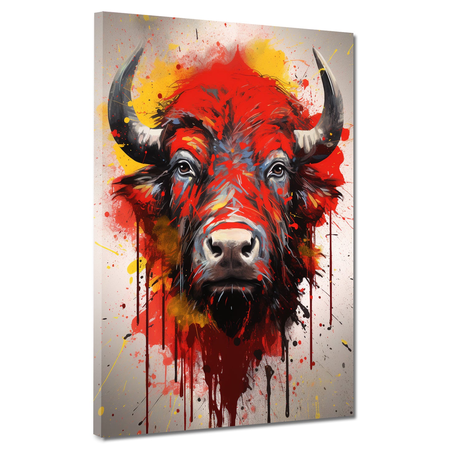 Wandbild Kunstwerk abstrakt Bull Red Pop Art