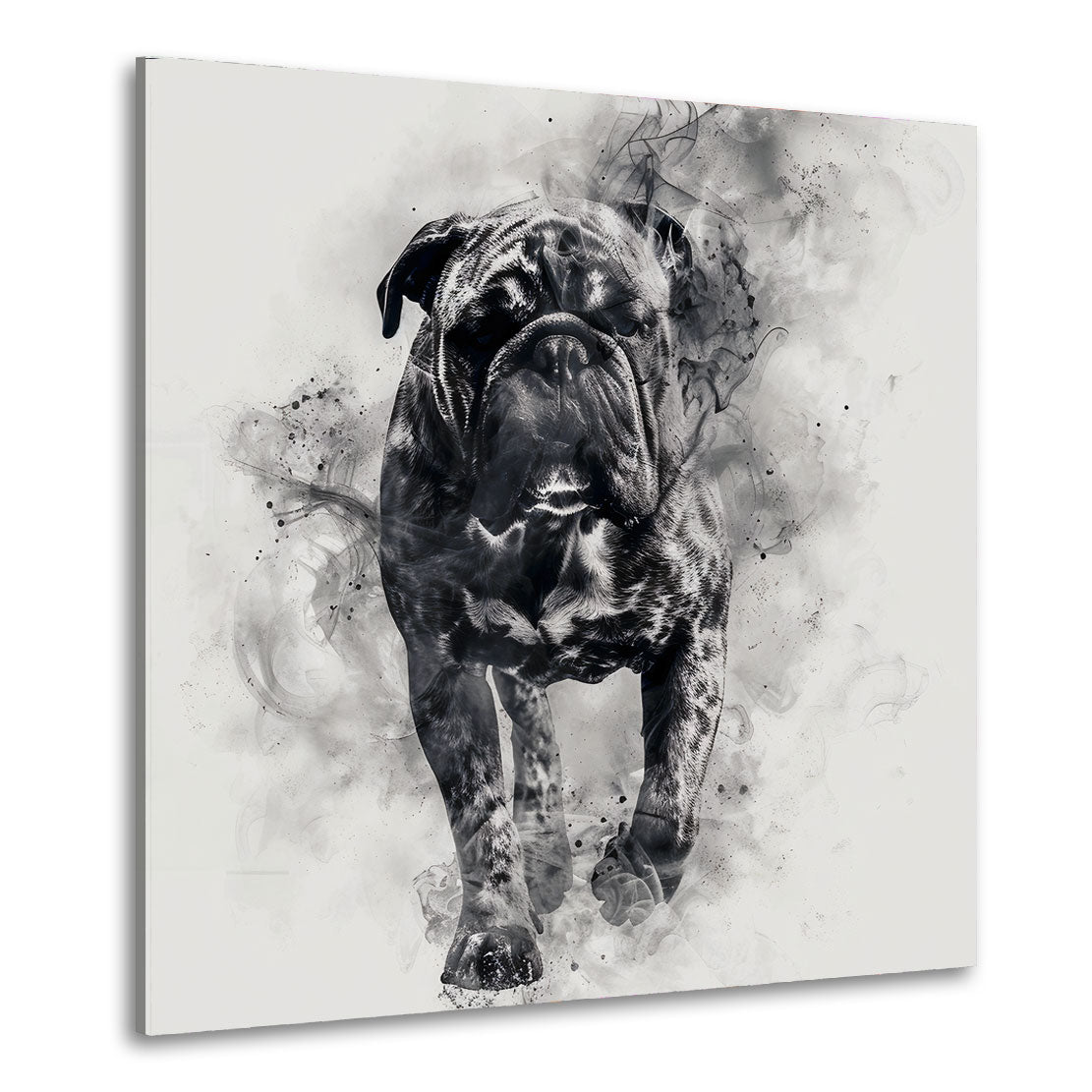 Wandbild Kunstwerk abstrakt Bulldogge im Rauch