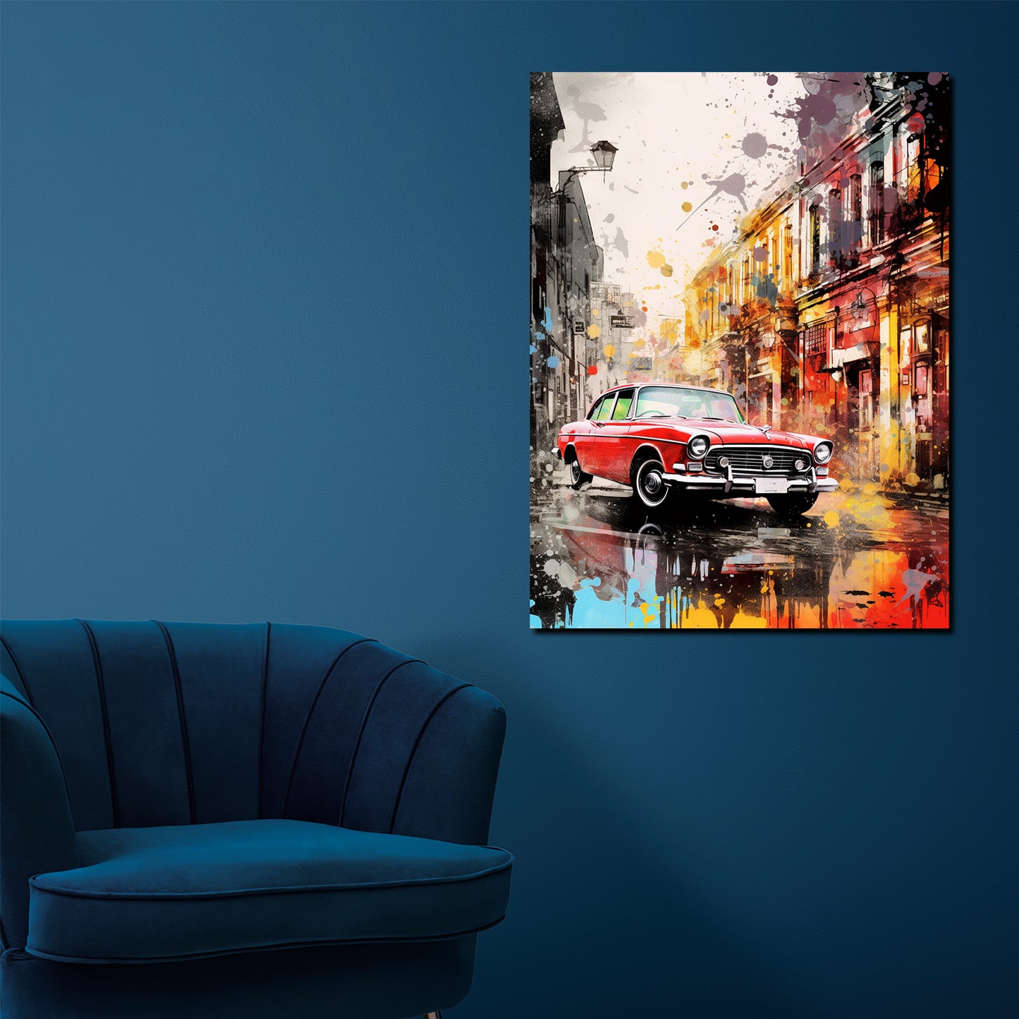 Wandbild Kunstwerk abstrakt City Auto Oldtimer