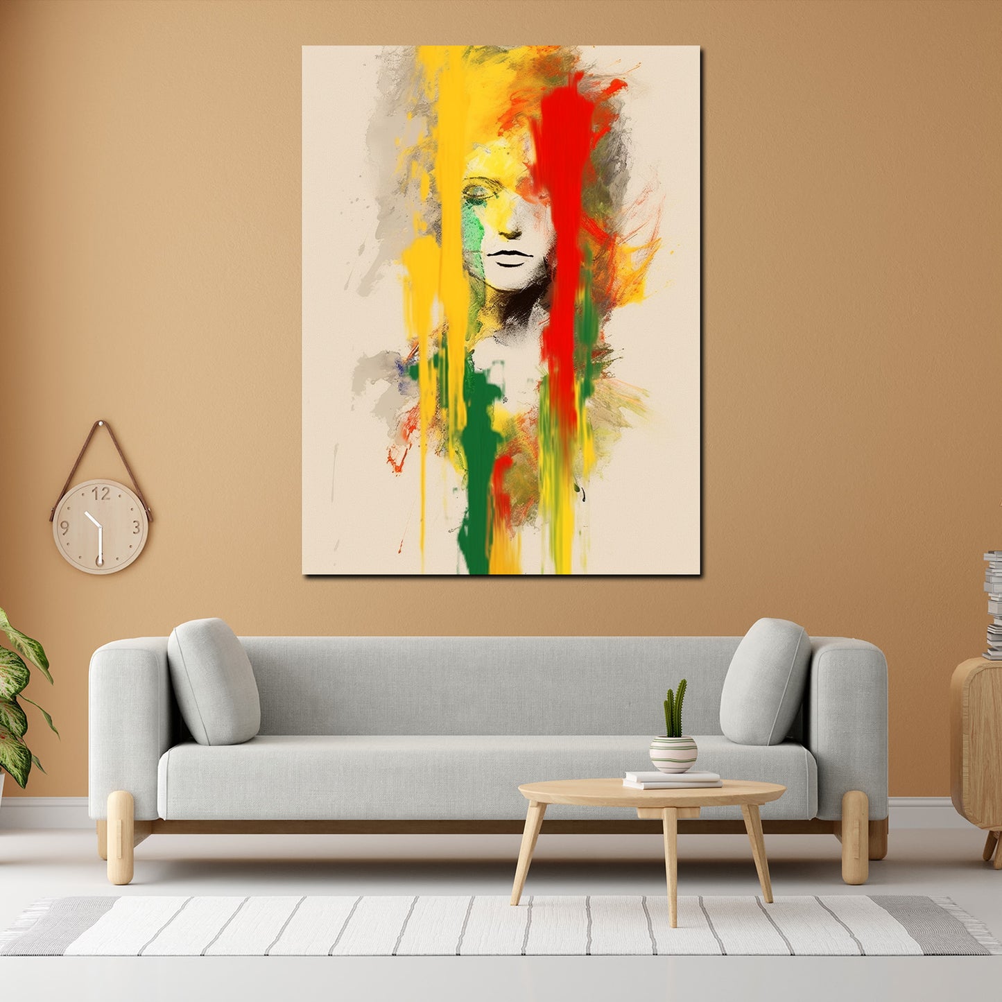 Wandbild Kunstwerk abstrakt Face Yellow