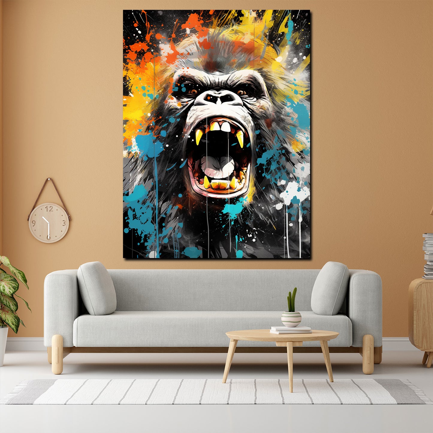 Wandbild Kunstwerk abstrakt Gorilla Colour Pop Art