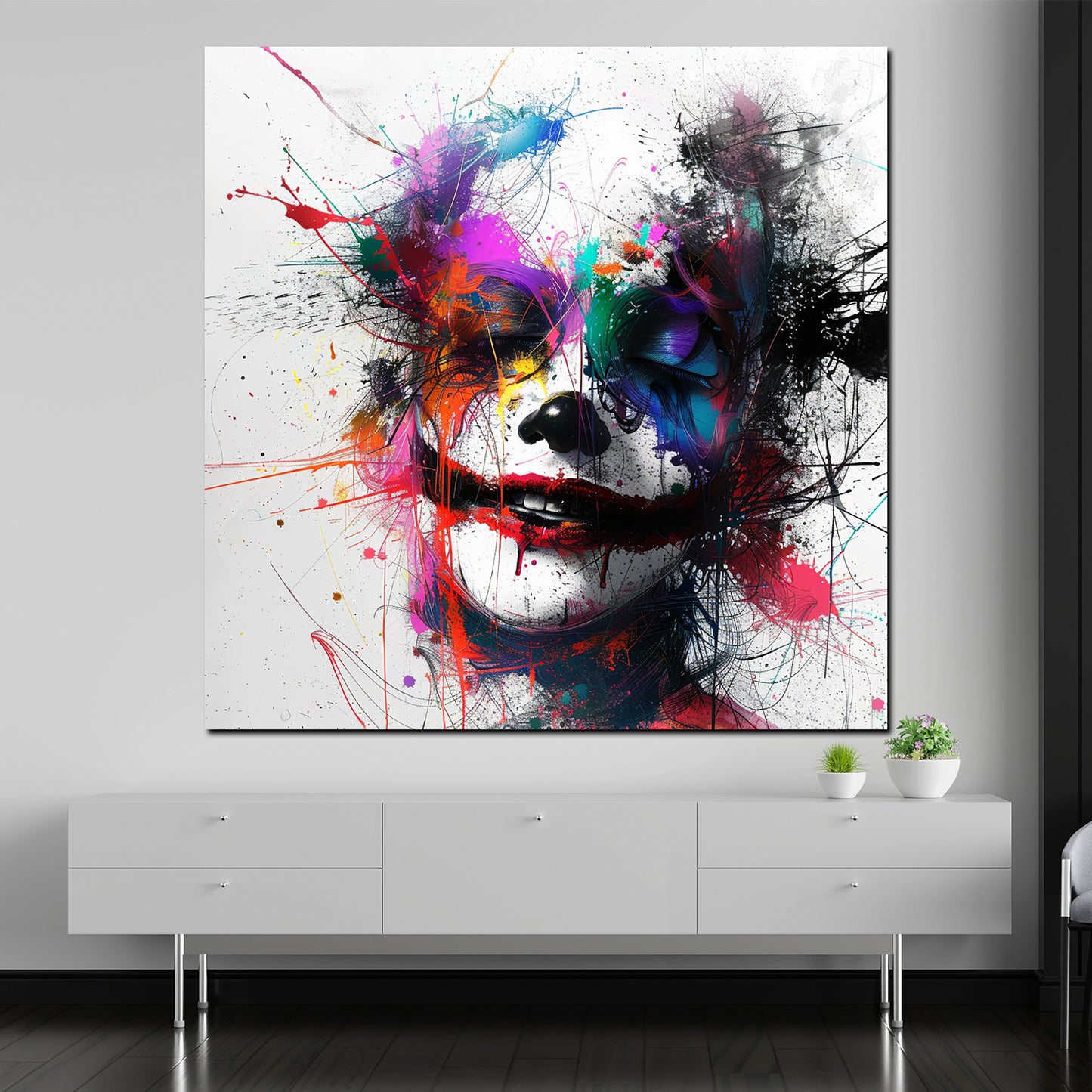 Wandbild Kunstwerk abstrakt Joker Gesicht Pop Art