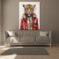 Wandbild Kunstwerk abstrakt Leopard mit Krawatte Pop Art Cool Style