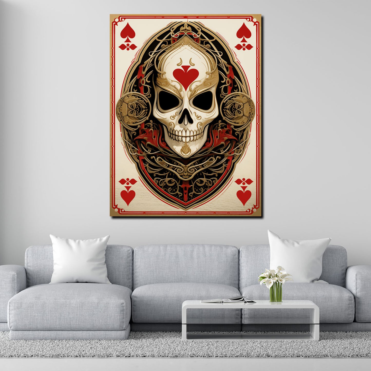 Wandbild Kunstwerk abstrakt Pokerkarte Skull Style