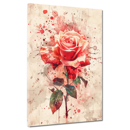 Wandbild Kunstwerk abstrakt Rose in rot Aquarell