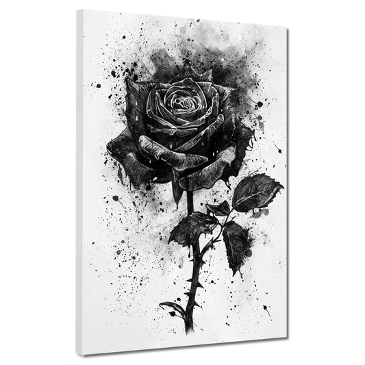 Wandbild Kunstwerk abstrakt Rose in Schwarz-Weiß