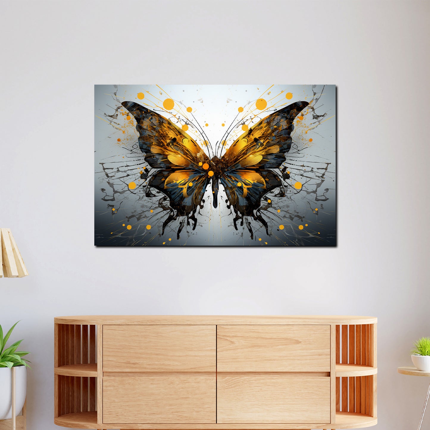 Wandbild Kunstwerk abstrakt Schmetterling Yellow Style