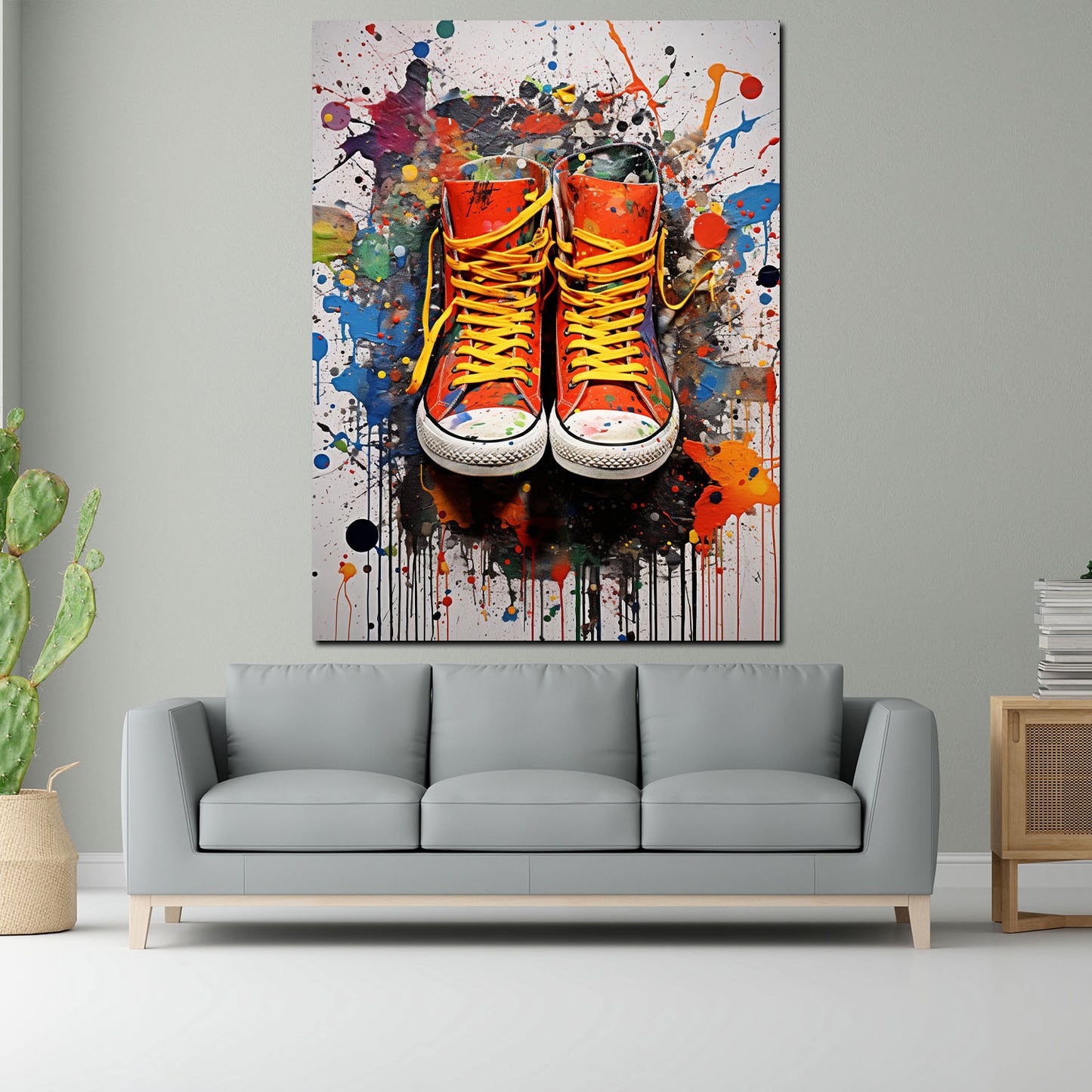 Wandbild Kunstwerk abstrakt Schuhe Splash Street Art