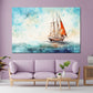 Wandbild Kunstwerk abstrakt Segelschiff Blue Style