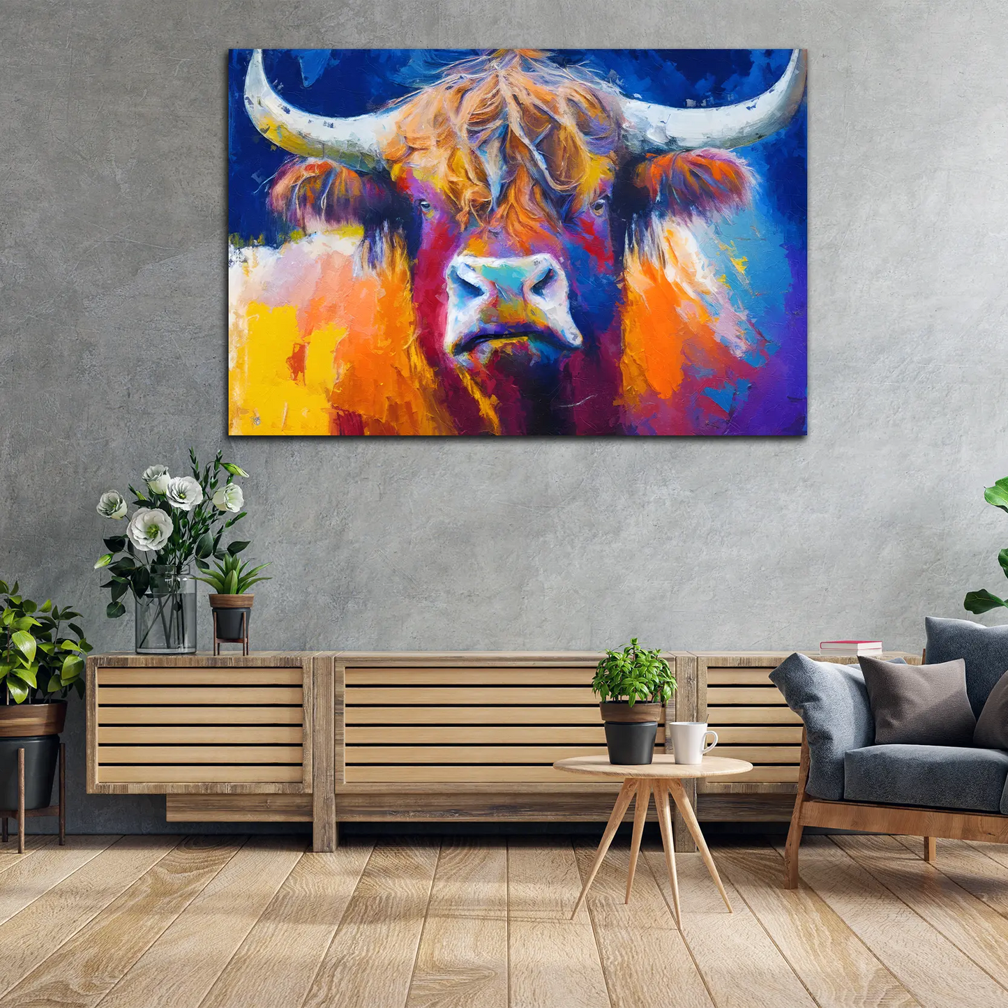 Wandbild Kunstwerk abstrakt Stier Bulle Paint Style