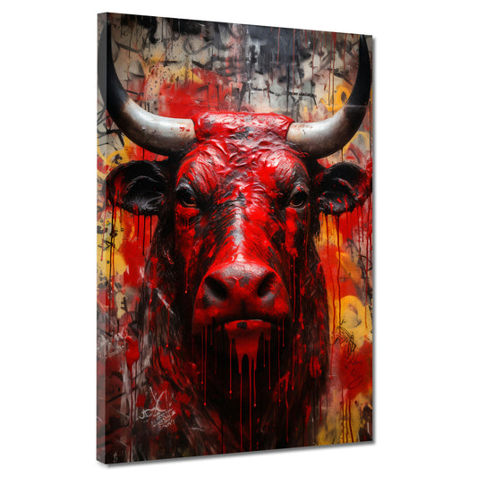 Wandbild Kunstwerk abstrakt Stier Red Style