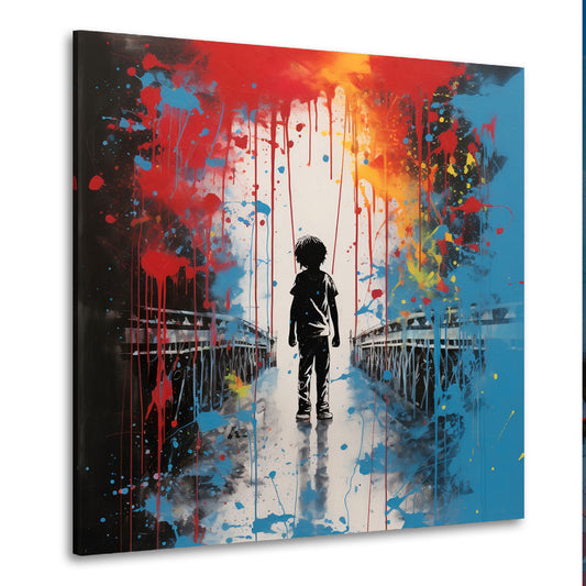 Wandbild Kunstwerk abstrakt Street Art Bridge Blue Style