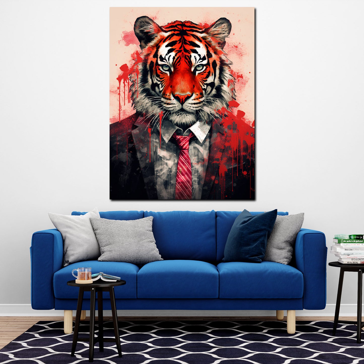 Wandbild Kunstwerk abstrakt Tiger mit Anzug