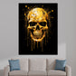 Wandbild Kunstwerk abstrakt goldener Totenkopf Dark Style