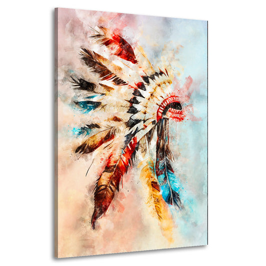 Federschmuck Wandbild Kunstwerk abstrakt Kopfschmuck Apache Colour