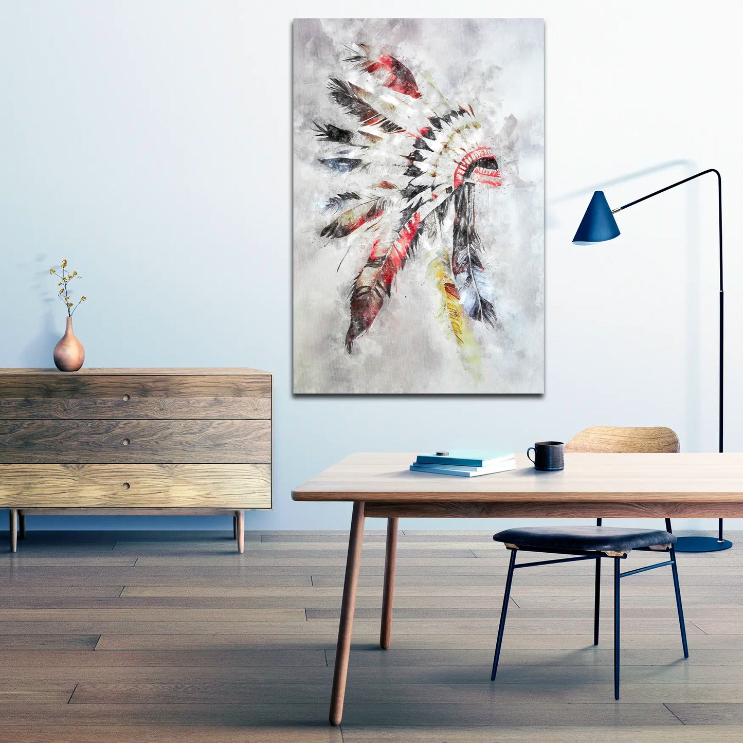 Federschmuck Wandbild Kunstwerk abstrakt Kopfschmuck Apache